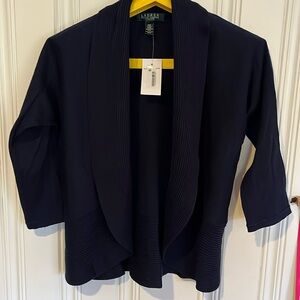NWT Ralph Lauren 3/4 sleeve cardigan. 100%cotton navy blue size petite medium